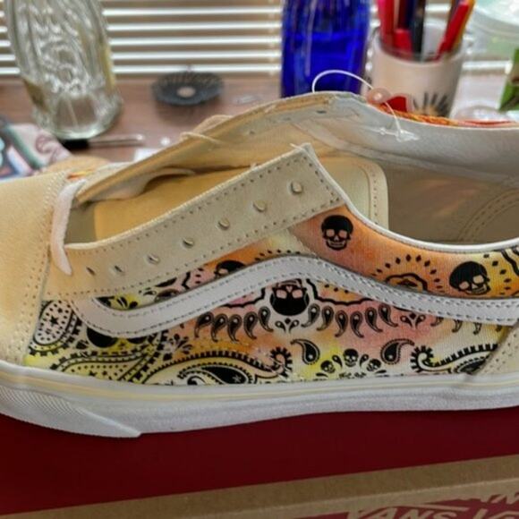 Vans Old Skool Bandana Flame Beige Orange size 8.5 - Picture 11 of 12